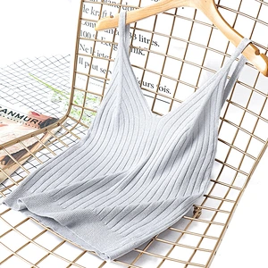 Women's V-neck solid color knitted vest suspender slim summer thin vest sweater for women