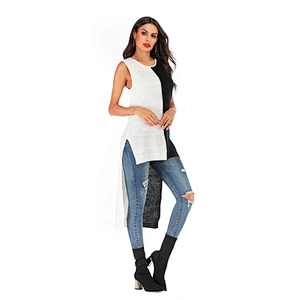Short front and back long pullover sweater sleeveless bottoming knitwear vest