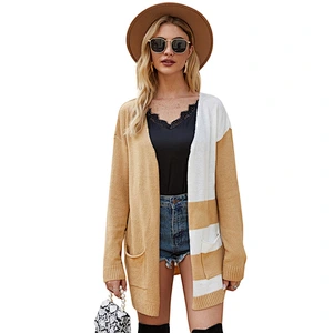 Mid-length crochet cardigan sweater long-sleeved knitwear coat loose sweater
