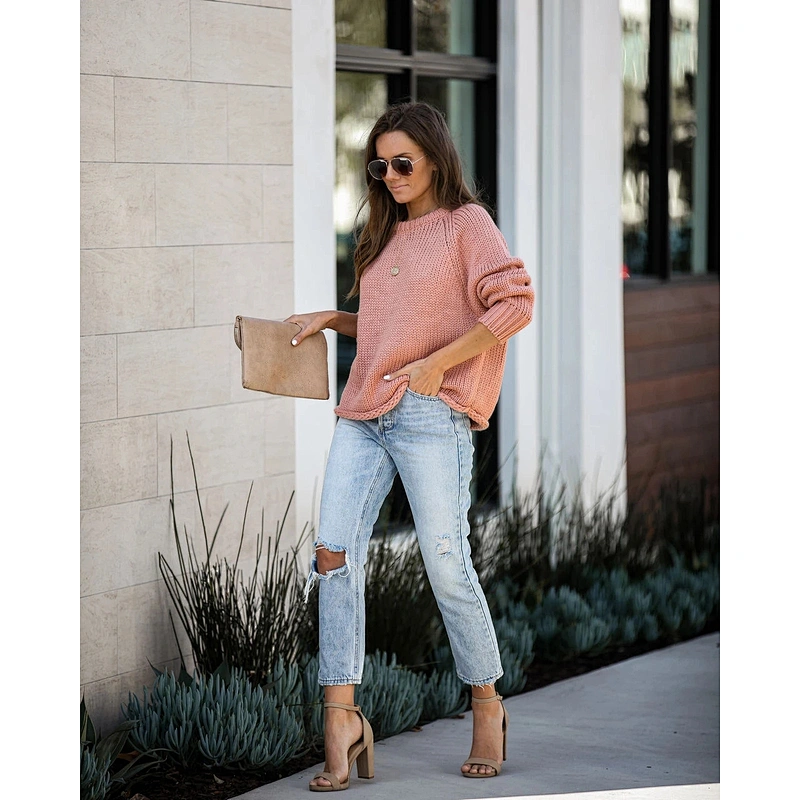 Round neck clothes new fashionable women plus size casual bottoming knitted long sleeve top oversized sweater 2021 sale