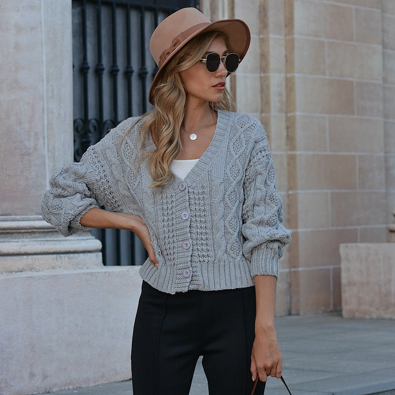 Autumn winter new ladies sweater cardigan knit V neck short women luxury casual 2021 pullover sweater korean version
