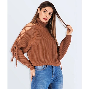 Autumn turtleneck pullover lady sexy strapless knit women sweaters