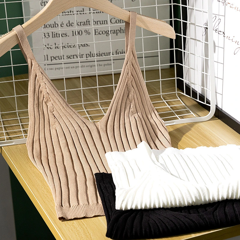 Women's knitted vest sling knitwear thin solid color slim ladies girl vest summer knitted sweater