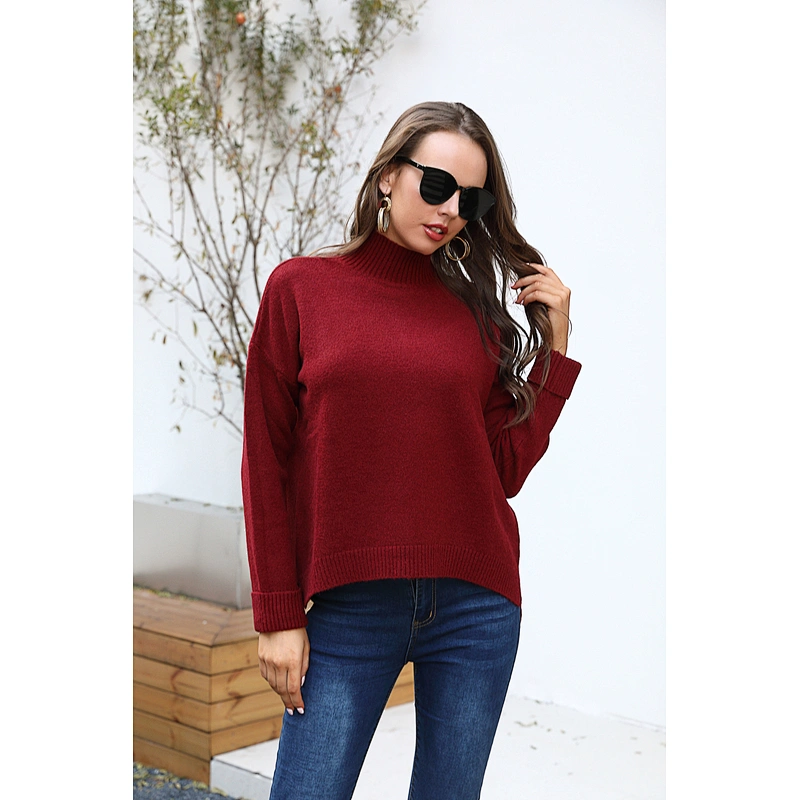 Turtleneck knitwear warm fall long sleeve teenager women stylish pullover sweaters In stock