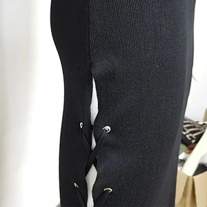 New Trending Long Sleeve Knitted Women V Neck Maxi Bodycon Sweater Dress