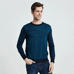 Men Fashion Striped Casual Sweater Autumn Winter Cotton Knitwear O Neck Pullover Shirt Men Thin basic sweater for men