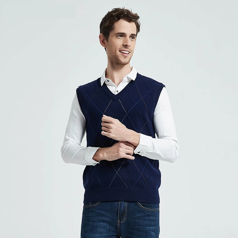 Casual Angola V Neck Sleeveless men sweater vest Men Clothes Autumn Winter Knitted men Cashmere Wool Vest Sweater