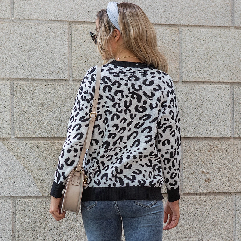Autumn winter new jumper women knitted pullover sweater jumper girl stylish leopard sweaters