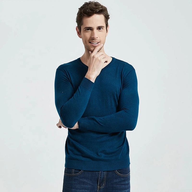 Men Spring Autumn V Neck Knitwear Sweater Soft Cotton Wool Mens Pullover Pure Color men basic Sweaters