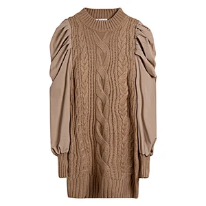 Girl skirt women wear long-sleeved lazy style retro slim knitted casual sweater dress