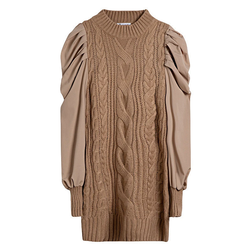 Girl skirt women wear long-sleeved lazy style retro slim knitted casual sweater dress