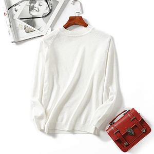 Simple long-sleeved knitted sweaters women round neck striped pullover