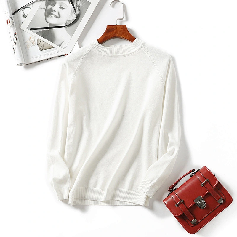 Simple long-sleeved knitted sweaters women round neck striped pullover