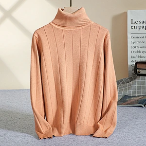 Winter Ladies Pullover  Heather Solid Color Casual Knitted Shirt Turtleneck Women Sweaters