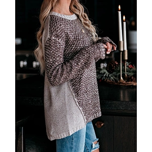 Round neck hot sale mixed wool explosion knitted women fashion sweater