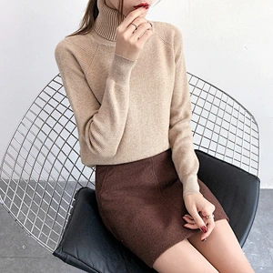 Fall clothing for women pullover knit sweater top for ladies Turtleneck black sweater women