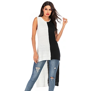 Short front and back long pullover sweater sleeveless bottoming knitwear vest