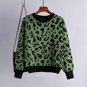 Autumn12 gg heavy gauge Leopard knitwear sweater crew neck slouchy pullover cosy ladies women sweaters