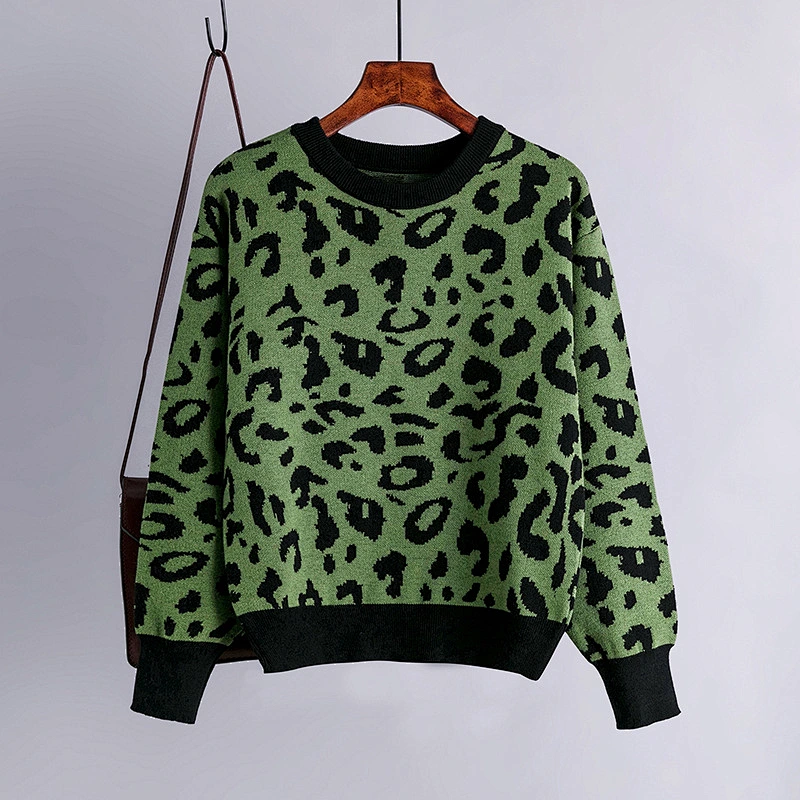 Autumn12 gg heavy gauge Leopard knitwear sweater crew neck slouchy pullover cosy ladies women sweaters