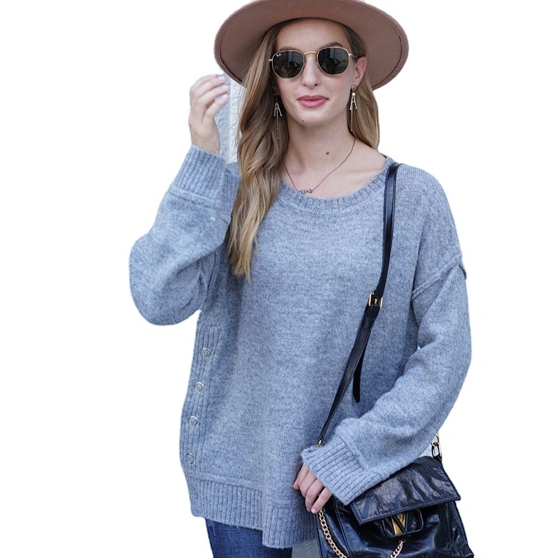 online shopping women casual elegant sweaters long sleeve pure color knit sweater latest plus size appaerl stock ropa de mujer