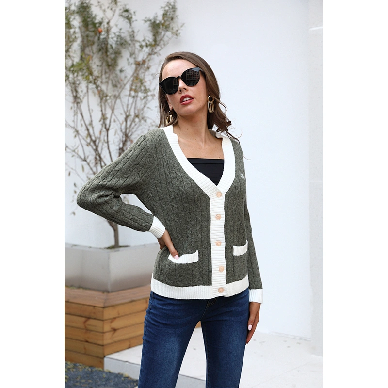 Women sweaters v-neck casual cardigan sweaters coat apparel stock ropa mujer