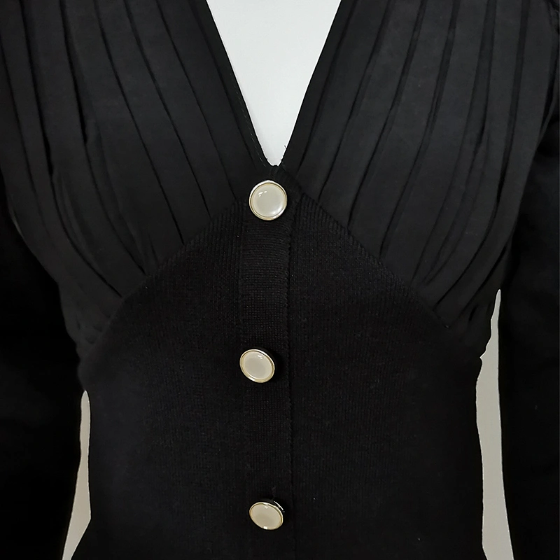 Women Knit Top Womens Buttons Casual Clothing Long Sleeve Sleeved
