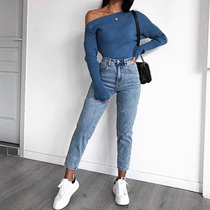 Women clothing slash neck sweaters pure color slim sweaters apparel stock