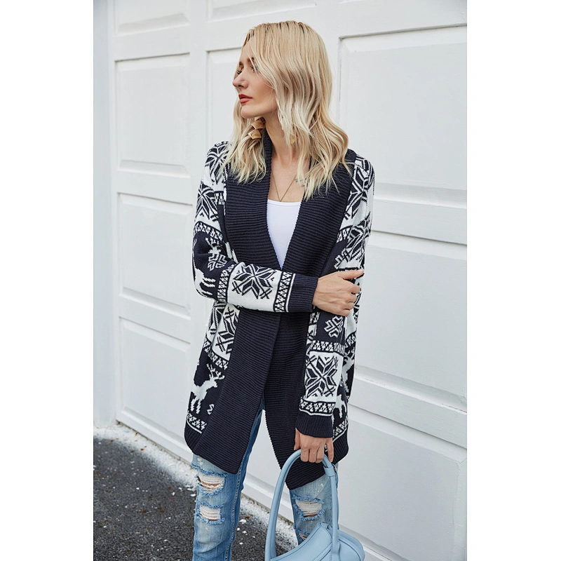 Autumn jacket women Christmas clothes deer pattern knitted cardigan sweaters