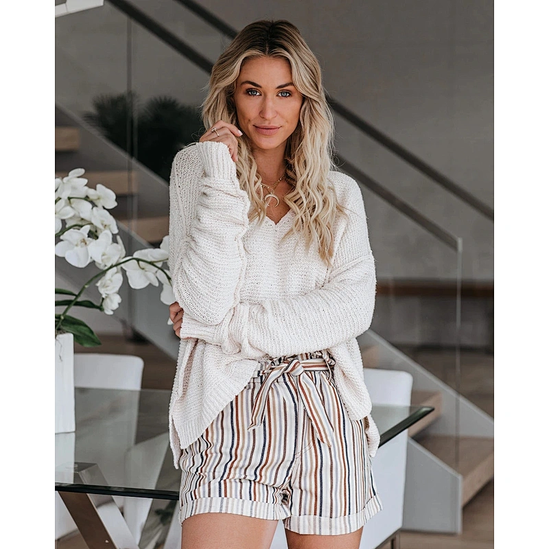 Women leisure clothes V-neck loose knitted sweater plus size explosion sweater