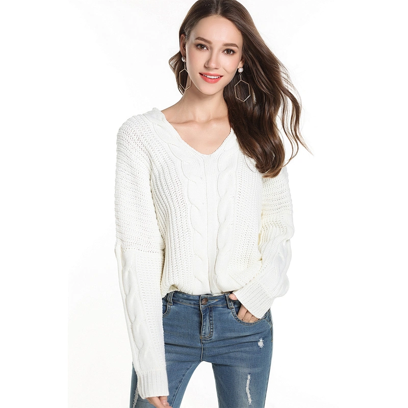 V-neck fashion knitwear loose pullover apparel knitted top casual sweater