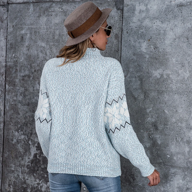 Autumn winter knitwear blouese casual snowflake pattern pullover Christmas women sweaters