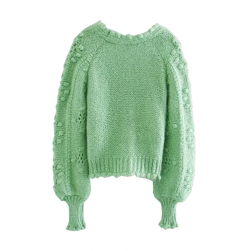 Women Textured Weave Cropped Knitted Cardigan Sweater Vintage Long Sleeve Button Cardigan