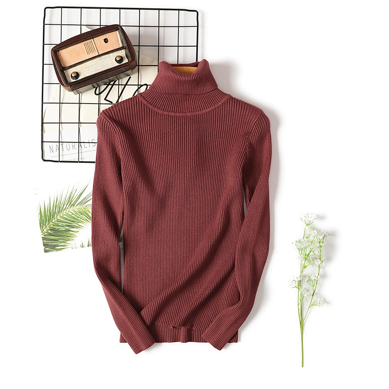 Turtleneck long-sleeve clothing slim solid color knitted women's sweaters