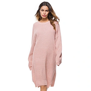 Long sleeve knitwear loose long sweater winter fashion casual dress