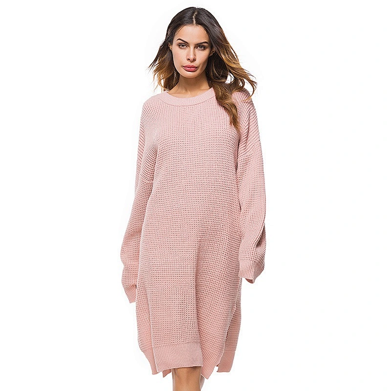 Long sleeve knitwear loose long sweater winter fashion casual dress