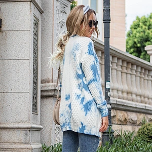 New knitted cardigan gradient color jacket coatigan tie-dye women's sweaters