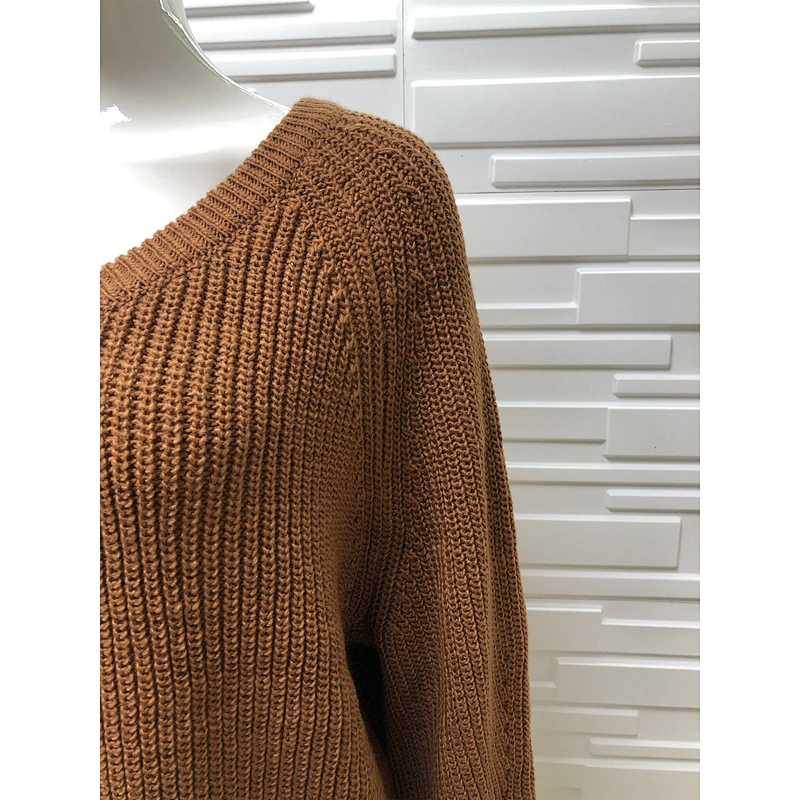 V Neck Fashion Clothes Women Pullover Sweater Casual Knitwear