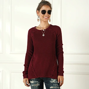 Pullover women apparel drawstring long-sleeved sweater fashion casual knitwear