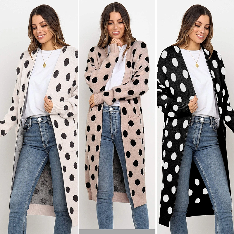Polka Dot long cardigan fashion clothes women sweater
