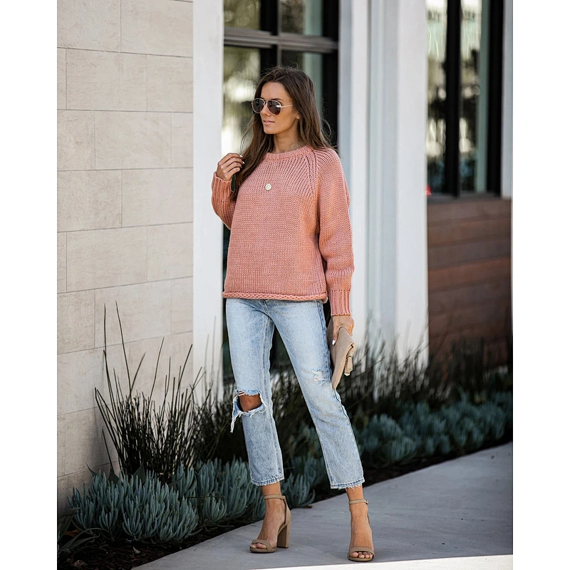 Round neck clothes new fashionable women plus size casual bottoming knitted long sleeve top oversized sweater 2021 sale