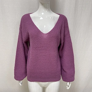 Sexy Women's V-neck Fall/Winter Loose Large Size Knitted Sweater