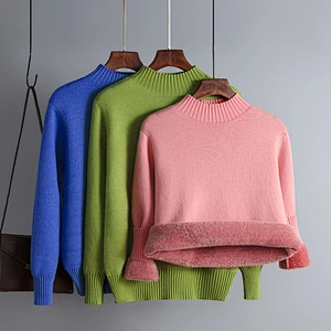 thick velvet winter women's Korean knit fuzzy sweater women solid color  pullover fur plus size sweater