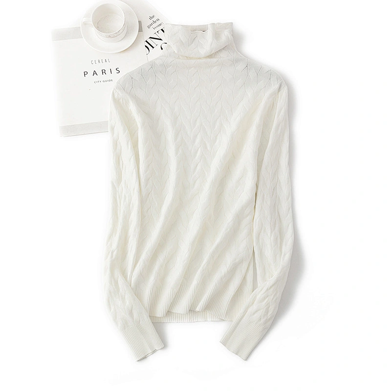 Turtleneck knitwear women pullover twist pile collar casual ottoman cosy sweaters
