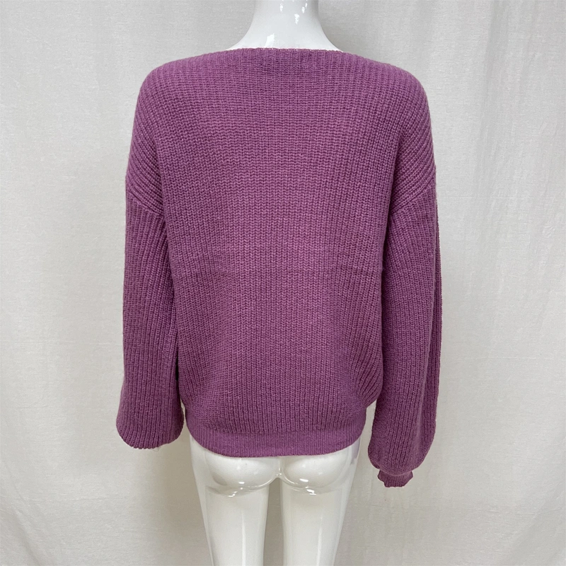 Sexy Women's V-neck Fall/Winter Loose Large Size Knitted Sweater