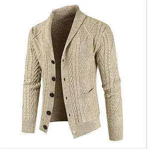 Trendy chain link knit cardigan men's fashion loose coat sweater