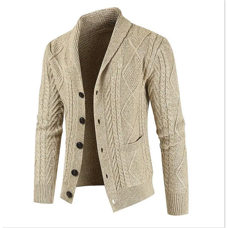 Trendy chain link knit cardigan men's fashion loose coat sweater