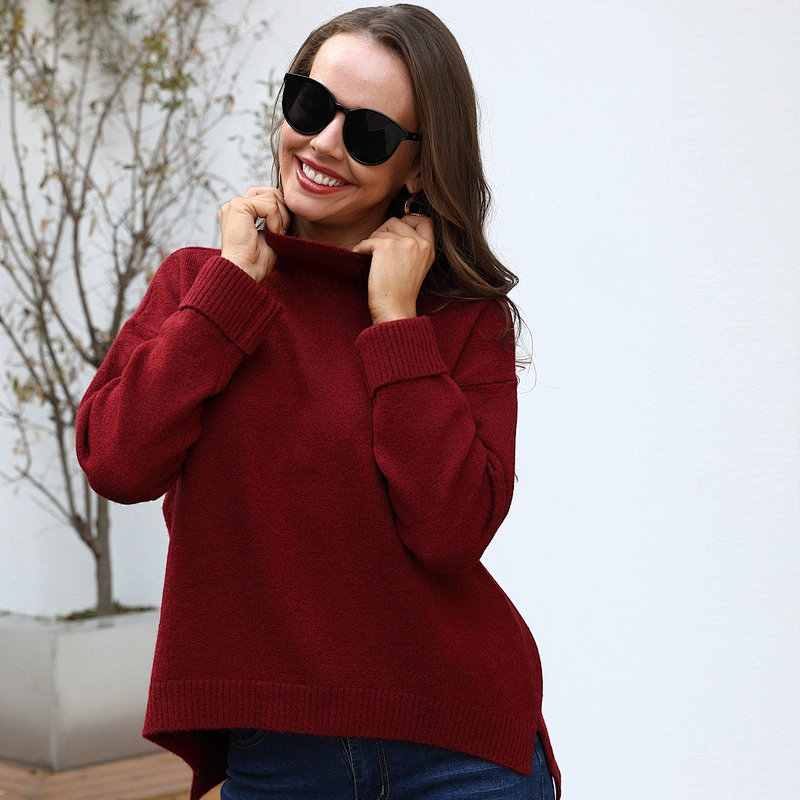 Turtleneck knitwear warm fall long sleeve teenager women stylish pullover sweaters In stock
