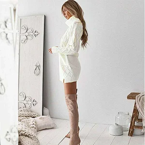 Women clothing turtleneck knit dress women pullover twist sweater mujer apparel in stock