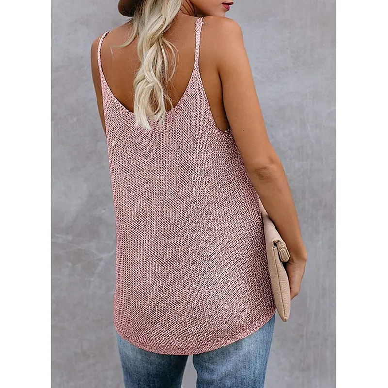 Fashion small vest color women clothes round neck knitted beach shirt