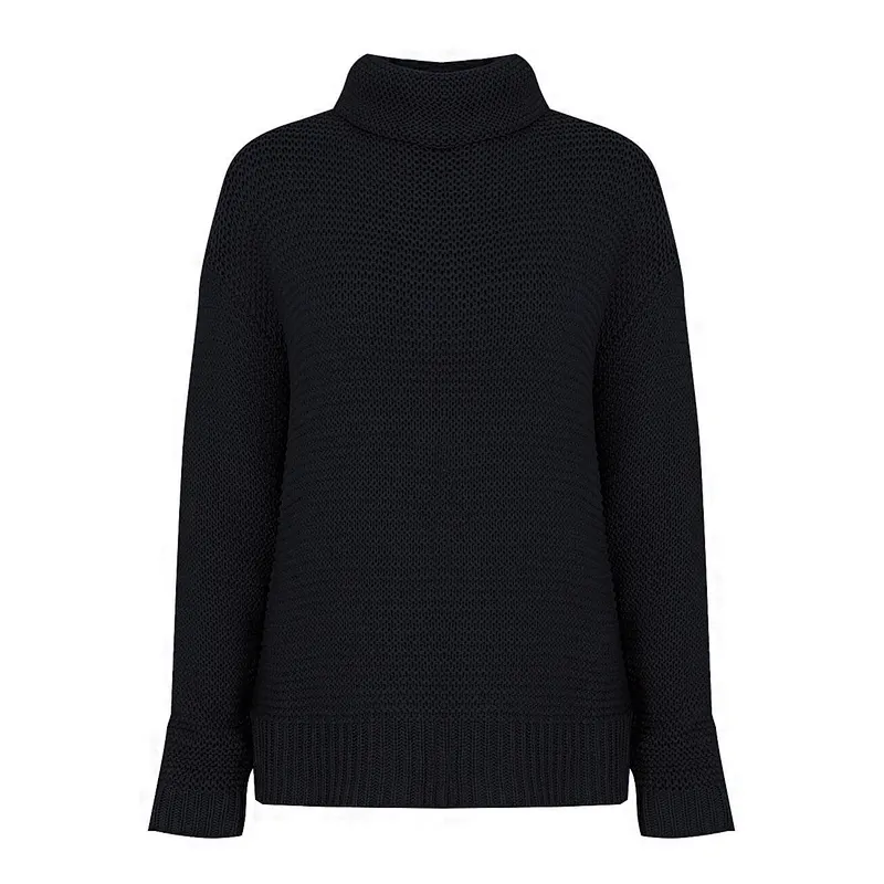 Autumn clothing women pure color turtleneck sweater casual knitted sweater in stock